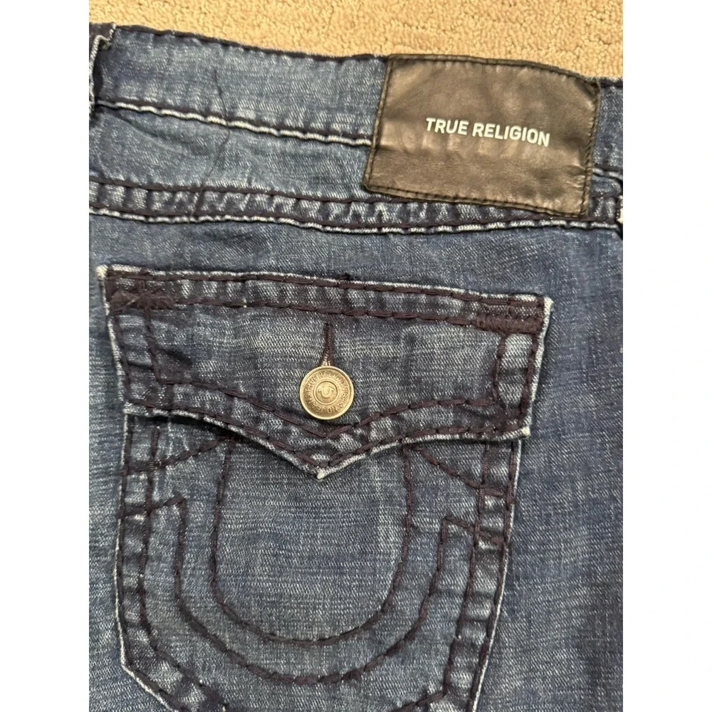 True Religion 42/34 Thick Stitch Back Pocket Flap Blue Jeans (M)